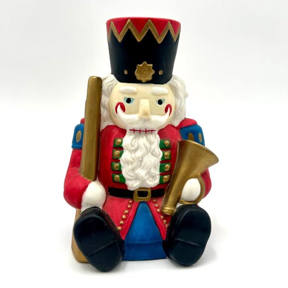 Vintage Nutcracker Soldier Figurine With Trumpet & Batton Music Box Plays We Wis - Picture 5 of 6